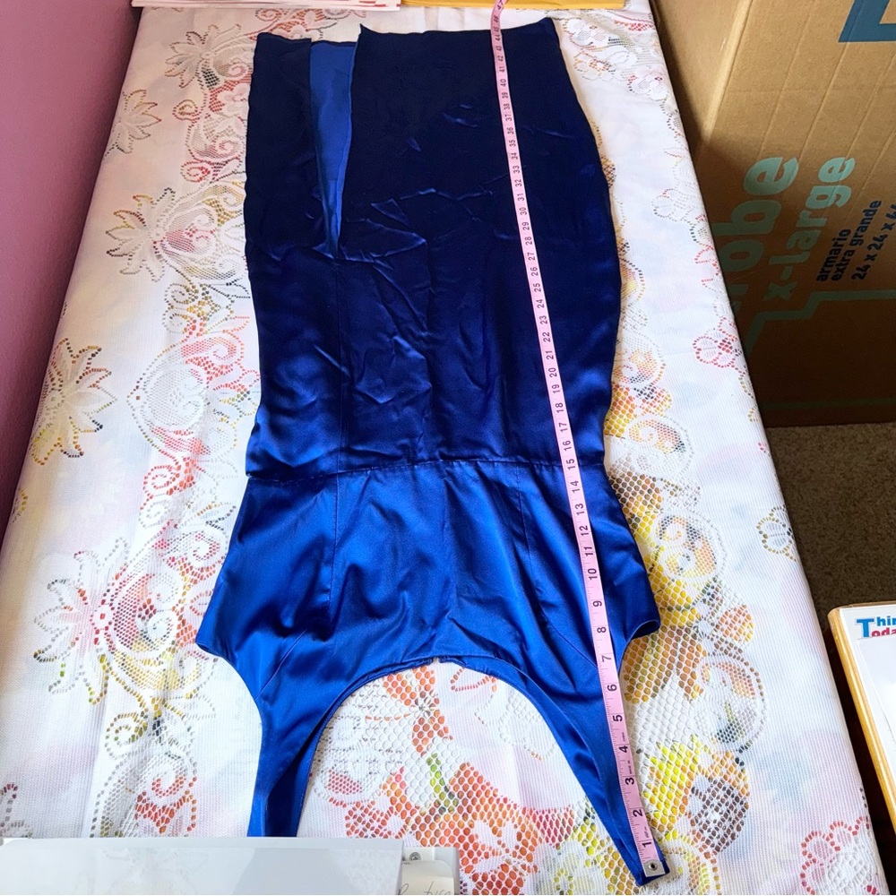 NWT Amanda Uprichard 100% silk royal blue midi dress w side slit, size medium - Picture 15 of 16